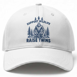 Support Wildlife Raise Twins Baseball Cap Twin Dad Mom Parent Bigfoot Family