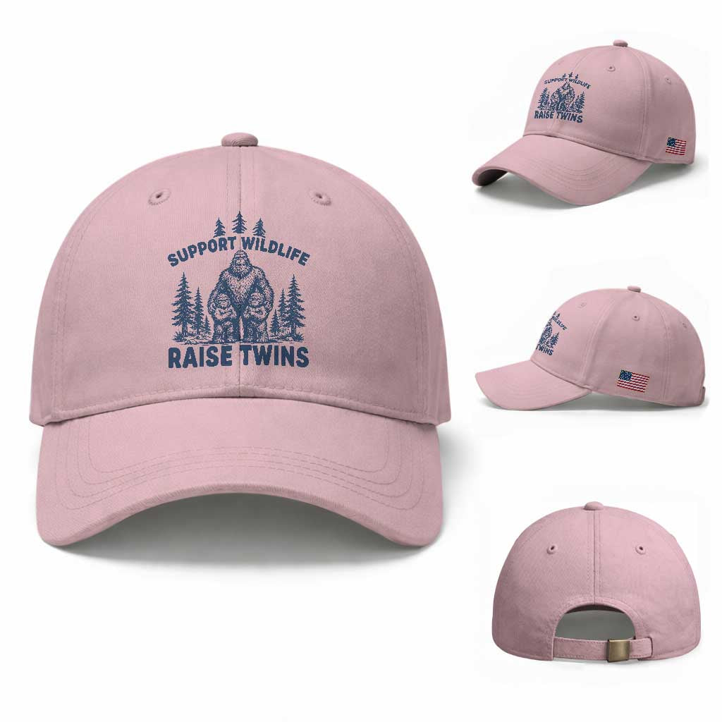 Support Wildlife Raise Twins Baseball Cap Twin Dad Mom Parent Bigfoot Family