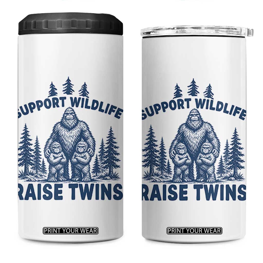 Support Wildlife Raise Twins 4 in 1 Can Cooler Tumbler Twin Dad Mom Parent Bigfoot Family TS10 One Size: 16 oz White Print Your Wear