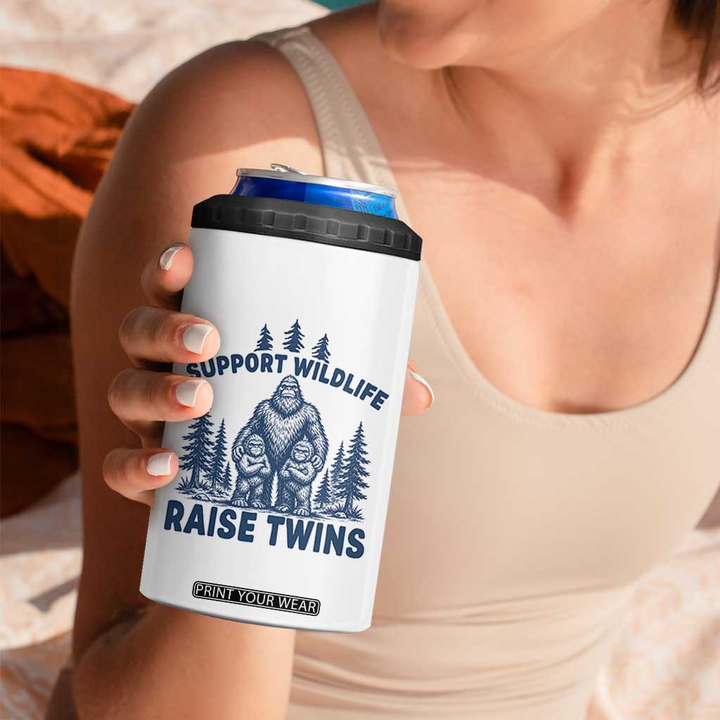 Support Wildlife Raise Twins 4 in 1 Can Cooler Tumbler Twin Dad Mom Parent Bigfoot Family TS10 Print Your Wear