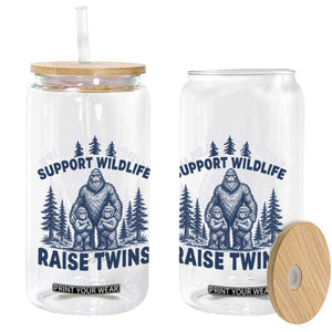 Support Wildlife Raise Twins Glass Can Twin Dad Mom Parent Bigfoot Family TS10 Print Your Wear