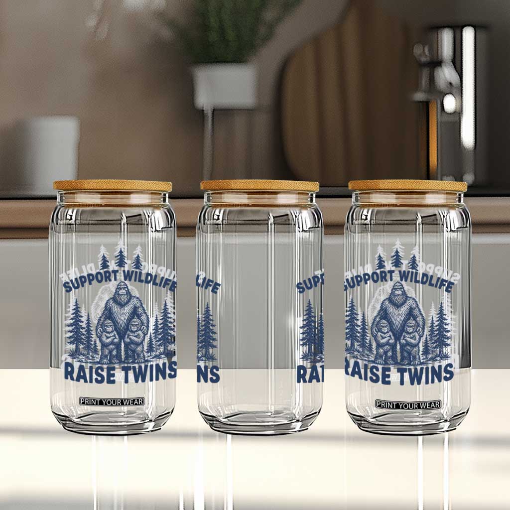 Support Wildlife Raise Twins Glass Can Twin Dad Mom Parent Bigfoot Family TS10 Print Your Wear
