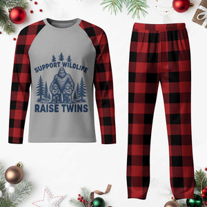 Support Wildlife Raise Twins Plaid Pajama Set Twin Dad Mom Parent Bigfoot Family TS10 Buffalo Plaid Print Your Wear