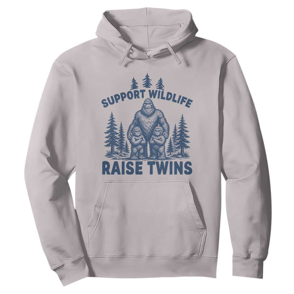 Support Wildlife Raise Twins Hoodie Twin Dad Mom Parent Bigfoot Family TS10 Ice Gray Print Your Wear