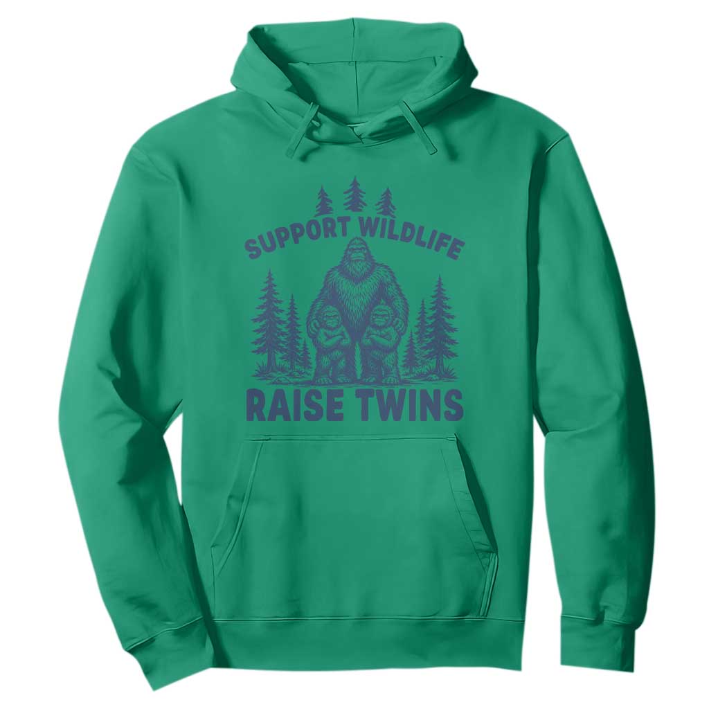 Support Wildlife Raise Twins Hoodie Twin Dad Mom Parent Bigfoot Family TS10 Irish Green Print Your Wear