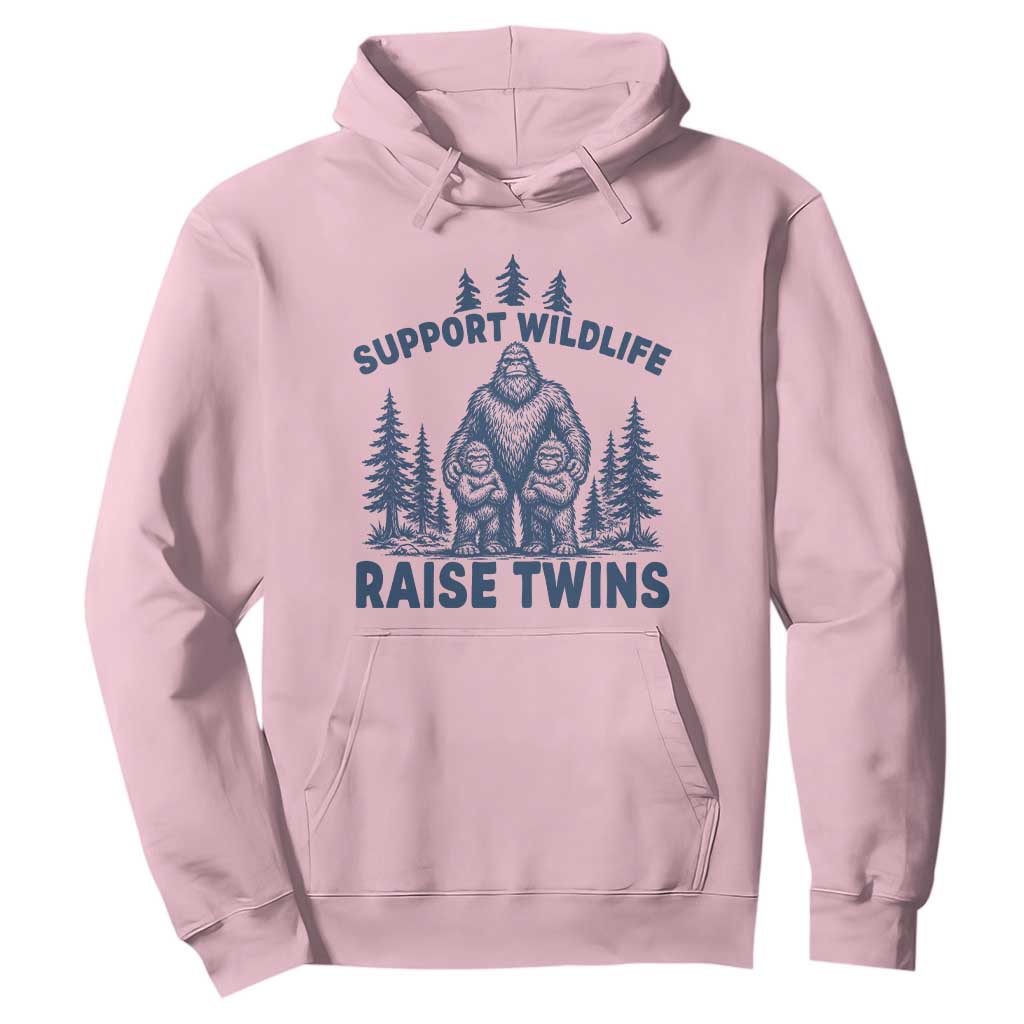 Support Wildlife Raise Twins Hoodie Twin Dad Mom Parent Bigfoot Family TS10 Light Pink Print Your Wear