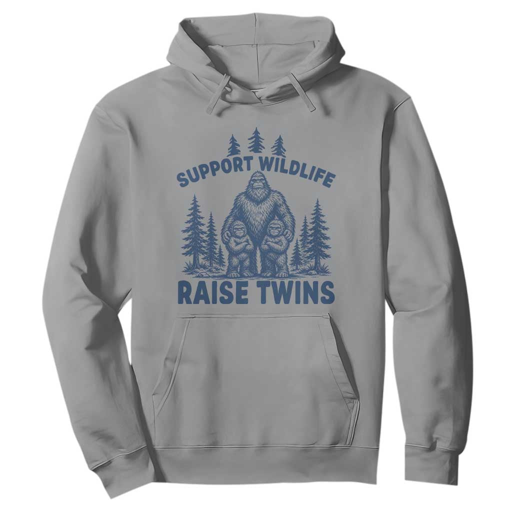 Support Wildlife Raise Twins Hoodie Twin Dad Mom Parent Bigfoot Family TS10 Sport Gray Print Your Wear