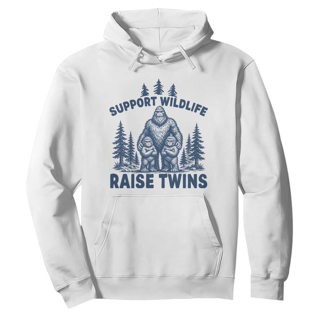 Support Wildlife Raise Twins Hoodie Twin Dad Mom Parent Bigfoot Family TS10 White Print Your Wear
