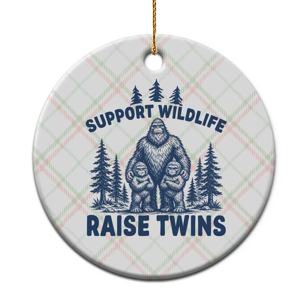 Support Wildlife Raise Twins Ceramic Ornament Twin Dad Mom Parent Bigfoot Family TS10 1pc Christmas Plaid Print Your Wear