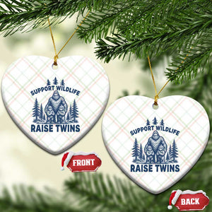 Support Wildlife Raise Twins Ceramic Ornament Twin Dad Mom Parent Bigfoot Family TS10 Print Your Wear