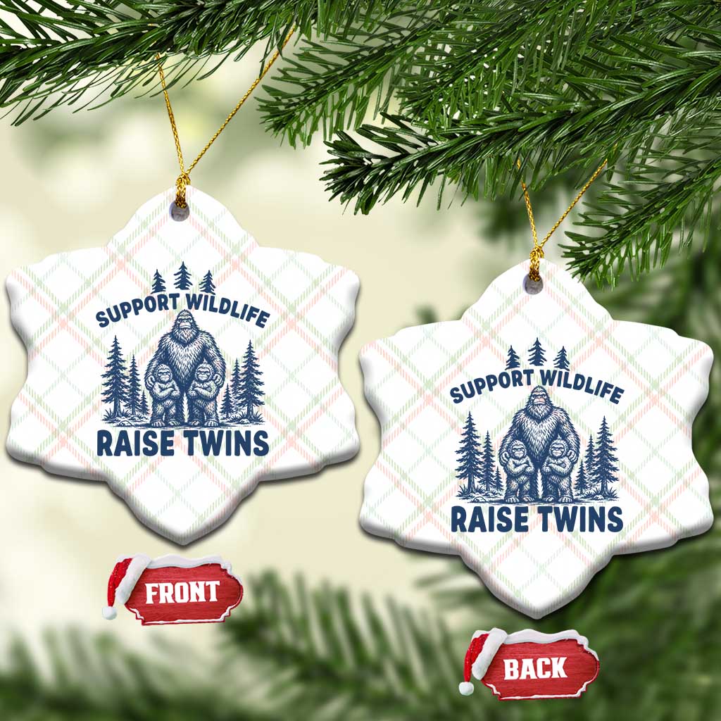 Support Wildlife Raise Twins Ceramic Ornament Twin Dad Mom Parent Bigfoot Family TS10 Print Your Wear