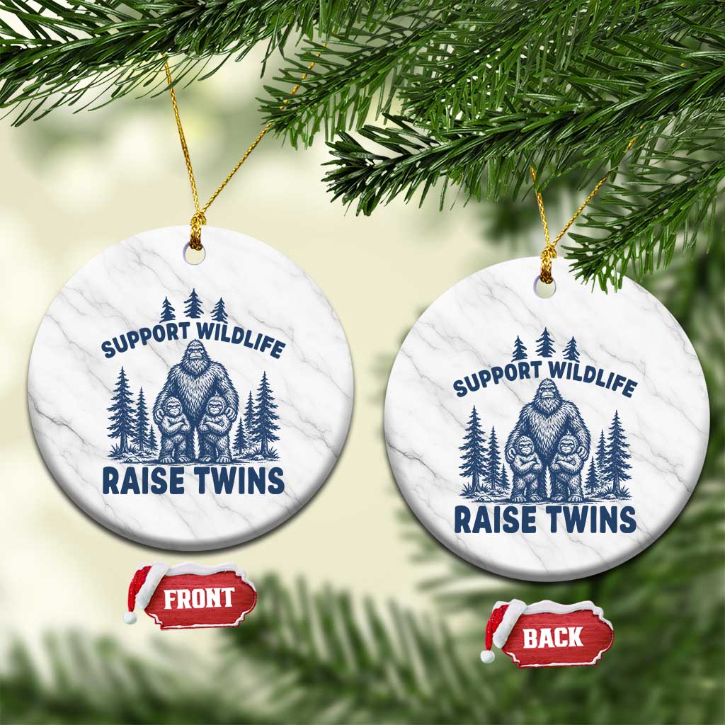 Support Wildlife Raise Twins Ceramic Ornament Twin Dad Mom Parent Bigfoot Family TS10 1pc White Marble Print Your Wear
