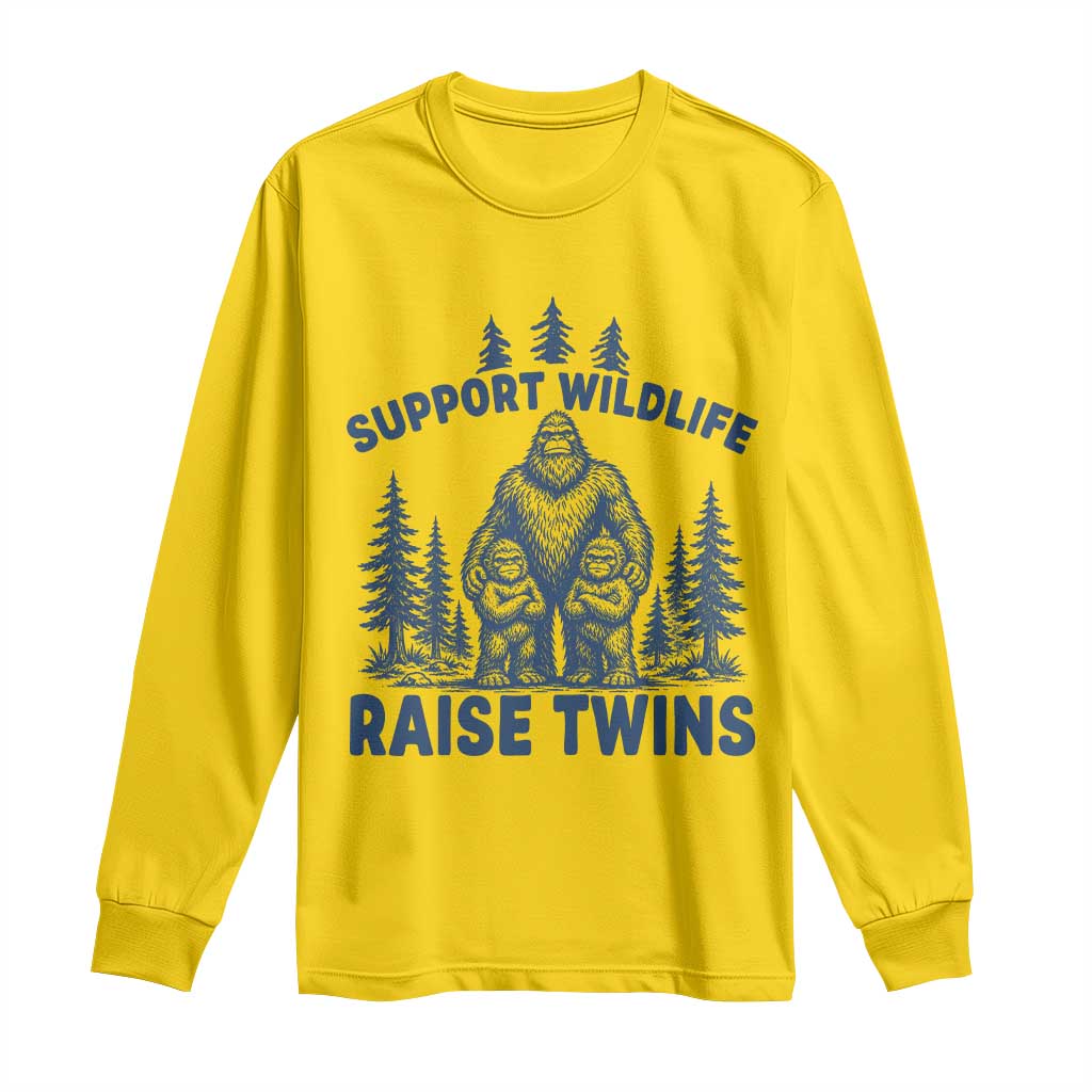 Support Wildlife Raise Twins Long Sleeve Shirt Twin Dad Mom Parent Bigfoot Family TS10 Daisy Print Your Wear