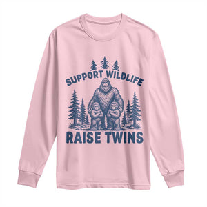 Support Wildlife Raise Twins Long Sleeve Shirt Twin Dad Mom Parent Bigfoot Family TS10 Light Pink Print Your Wear