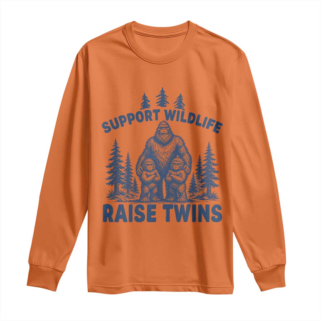 Support Wildlife Raise Twins Long Sleeve Shirt Twin Dad Mom Parent Bigfoot Family TS10 Orange Print Your Wear
