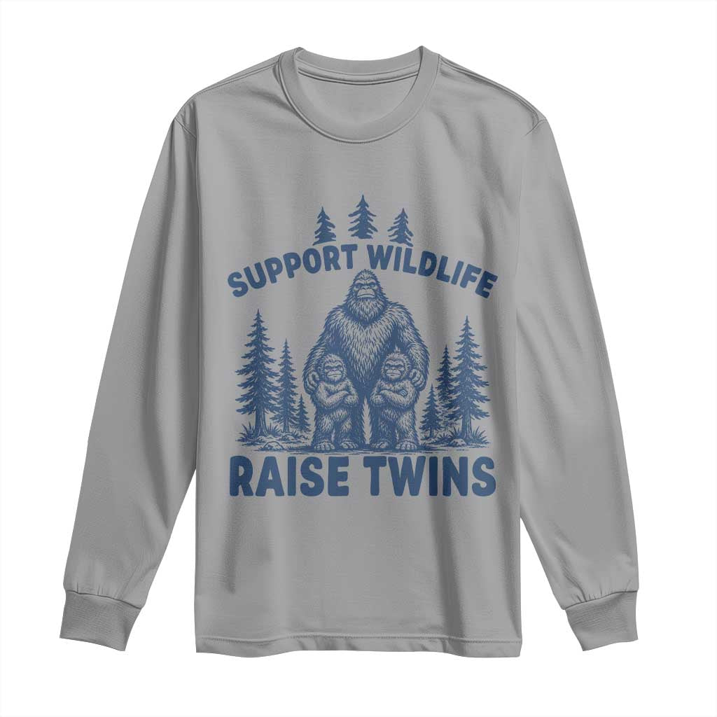 Support Wildlife Raise Twins Long Sleeve Shirt Twin Dad Mom Parent Bigfoot Family TS10 Sport Gray Print Your Wear