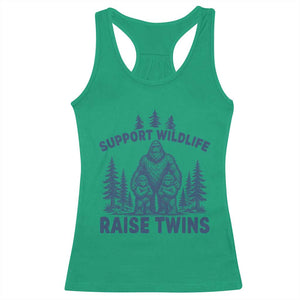 Support Wildlife Raise Twins Racerback Tank Top Twin Dad Mom Parent Bigfoot Family TS10 Irish Green Print Your Wear