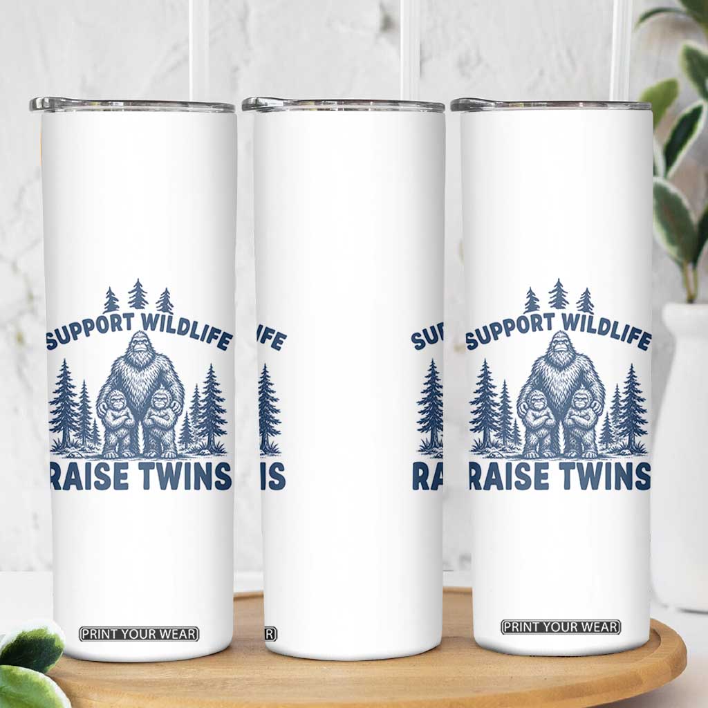 Support Wildlife Raise Twins Skinny Tumbler Twin Dad Mom Parent Bigfoot Family TS10 Print Your Wear