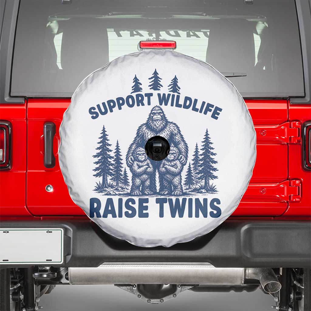 Support Wildlife Raise Twins Spare Tire Cover Twin Dad Mom Parent Bigfoot Family TS10 White Print Your Wear