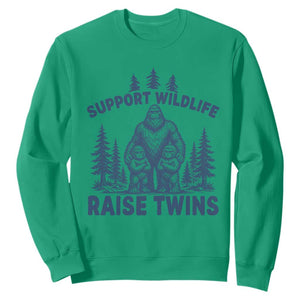 Support Wildlife Raise Twins Sweatshirt Twin Dad Mom Parent Bigfoot Family TS10 Irish Green Print Your Wear