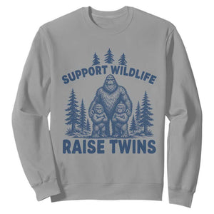 Support Wildlife Raise Twins Sweatshirt Twin Dad Mom Parent Bigfoot Family TS10 Sport Gray Print Your Wear