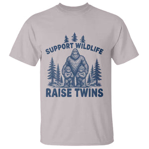 Support Wildlife Raise Twins T Shirt Twin Dad Mom Parent Bigfoot Family TS10 Ice Gray Print Your Wear