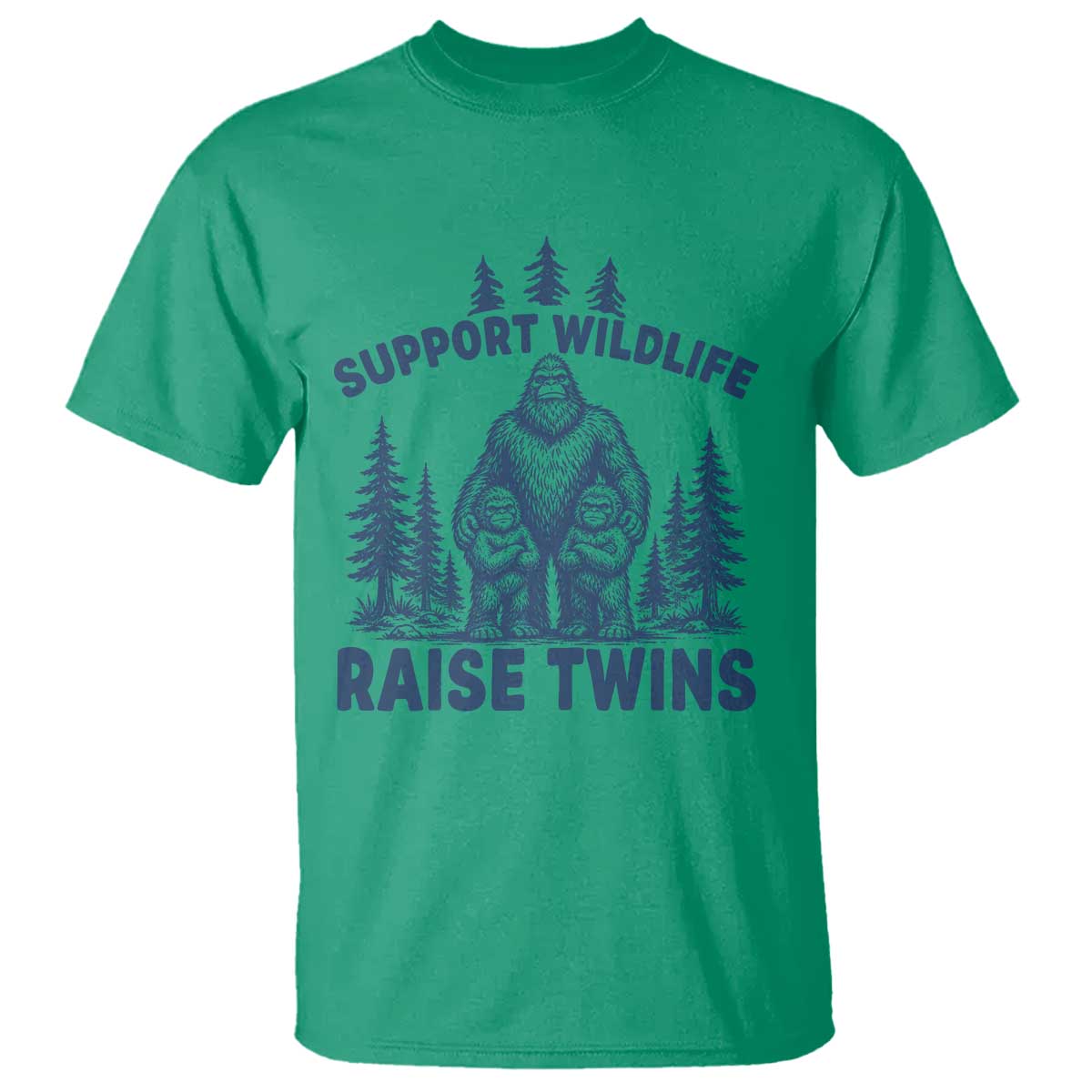 Support Wildlife Raise Twins T Shirt Twin Dad Mom Parent Bigfoot Family TS10 Irish Green Print Your Wear