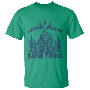 Support Wildlife Raise Twins T Shirt Twin Dad Mom Parent Bigfoot Family TS10 Irish Green Print Your Wear