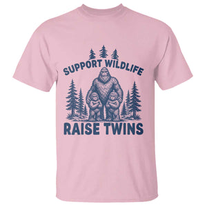 Support Wildlife Raise Twins T Shirt Twin Dad Mom Parent Bigfoot Family TS10 Light Pink Print Your Wear
