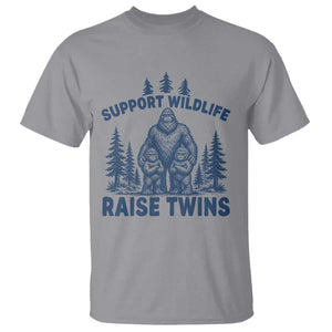Support Wildlife Raise Twins T Shirt Twin Dad Mom Parent Bigfoot Family TS10 Sport Gray Print Your Wear