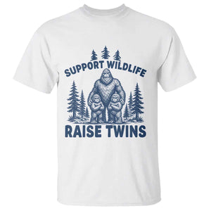 Support Wildlife Raise Twins T Shirt Twin Dad Mom Parent Bigfoot Family TS10 White Print Your Wear