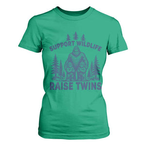 Support Wildlife Raise Twins T Shirt For Women Twin Dad Mom Parent Bigfoot Family TS10 Irish Green Print Your Wear