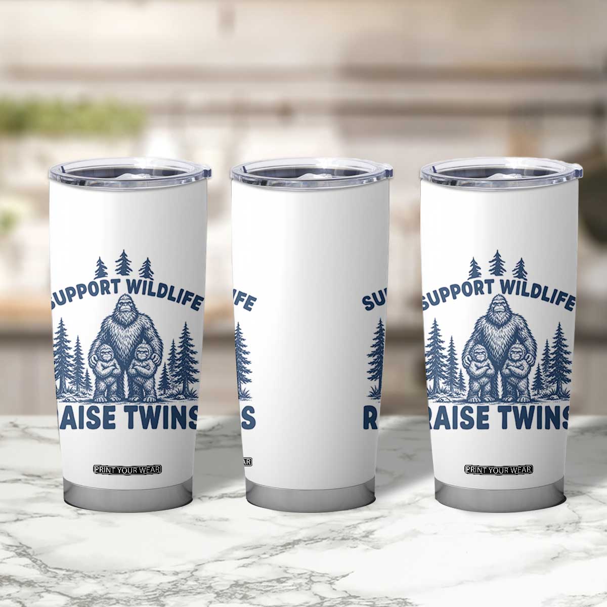 Support Wildlife Raise Twins Tumbler Cup Twin Dad Mom Parent Bigfoot Family TS10 Print Your Wear
