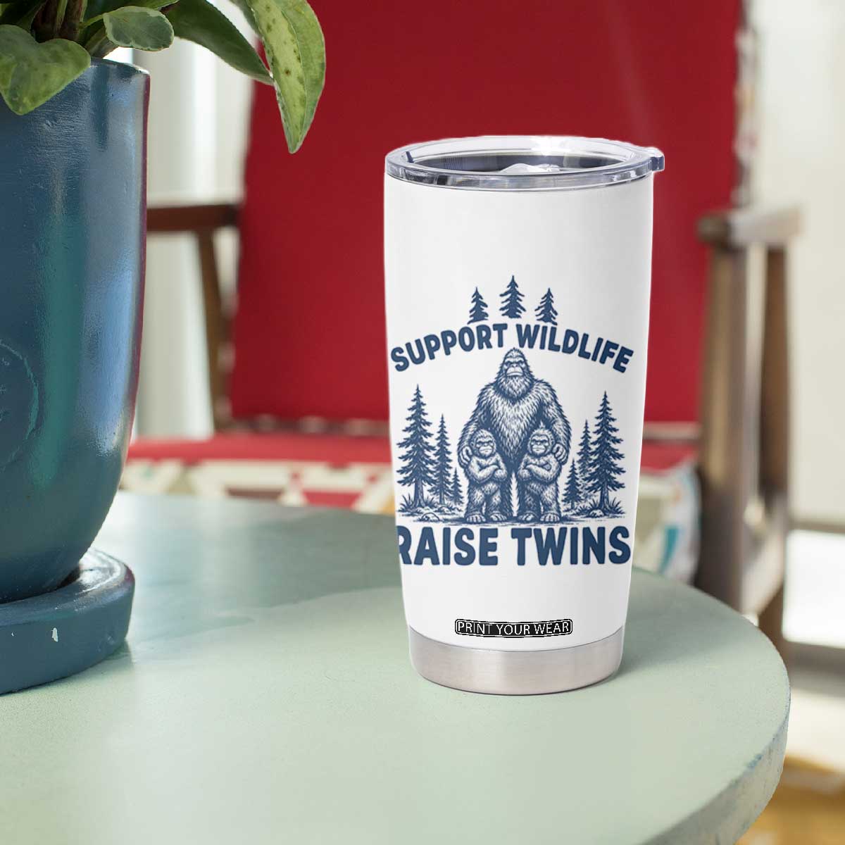 Support Wildlife Raise Twins Tumbler Cup Twin Dad Mom Parent Bigfoot Family TS10 Print Your Wear