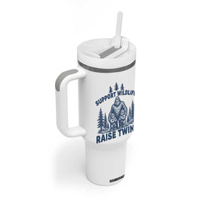 Support Wildlife Raise Twins Tumbler With Handle Twin Dad Mom Parent Bigfoot Family TS10 Print Your Wear