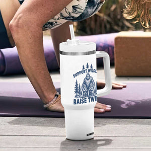 Support Wildlife Raise Twins Tumbler With Handle Twin Dad Mom Parent Bigfoot Family TS10 Print Your Wear