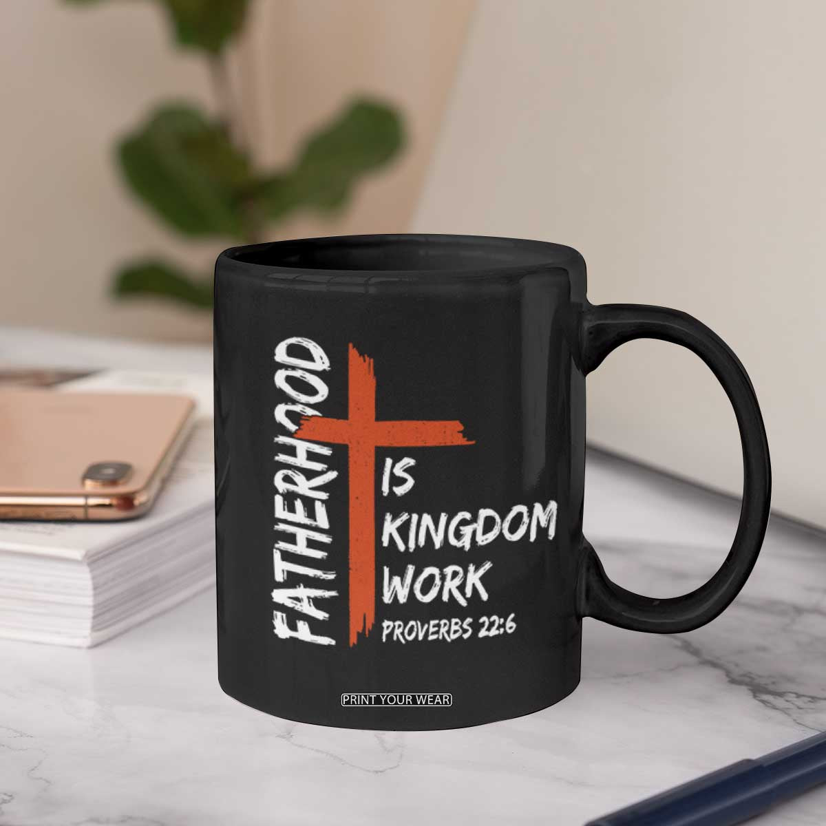 Fatherhood Is Kingdom Work Coffee Mug Vintage Christian Dad Cross Bible Verse