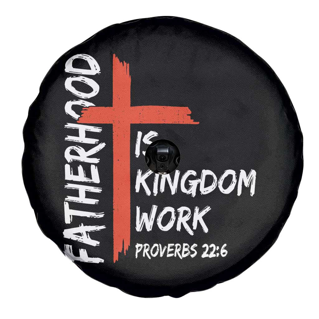 Fatherhood Is Kingdom Work Spare Tire Cover Vintage Christian Dad Cross Bible Verse