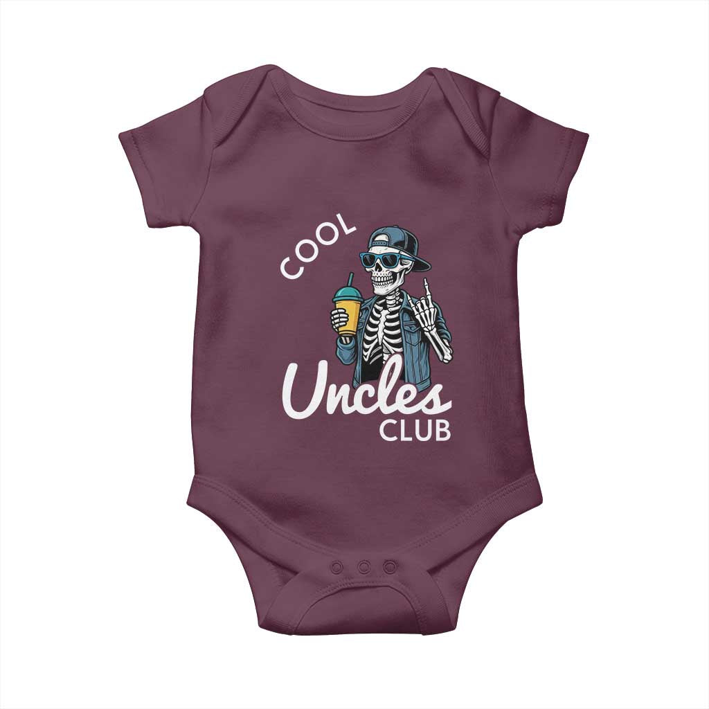 Cool Uncles Club Baby Onesie Funny Uncle Skeleton TS10 Maroon Print Your Wear