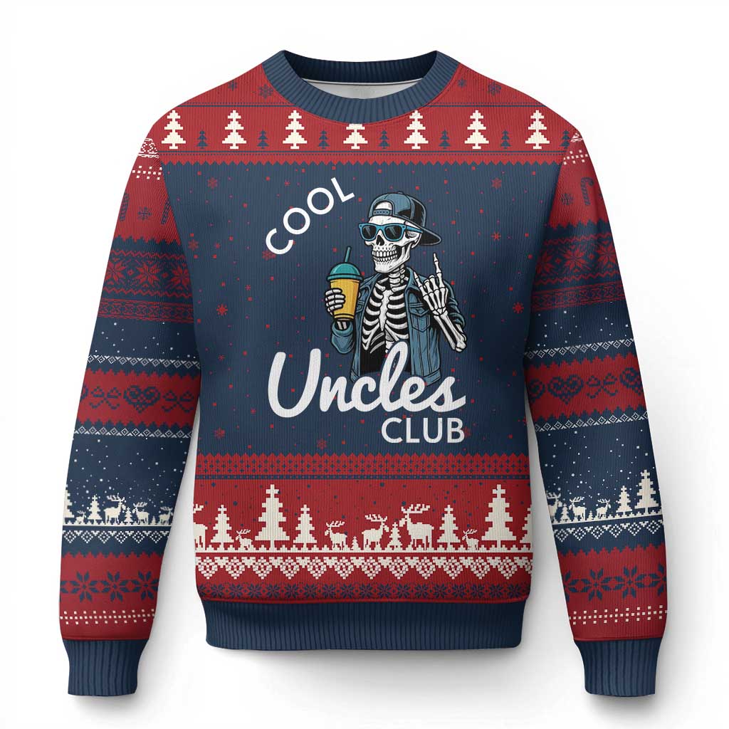 Cool Uncles Club Ugly Christmas Sweater Funny Uncle Skeleton TS10 Navy Red Print Your Wear