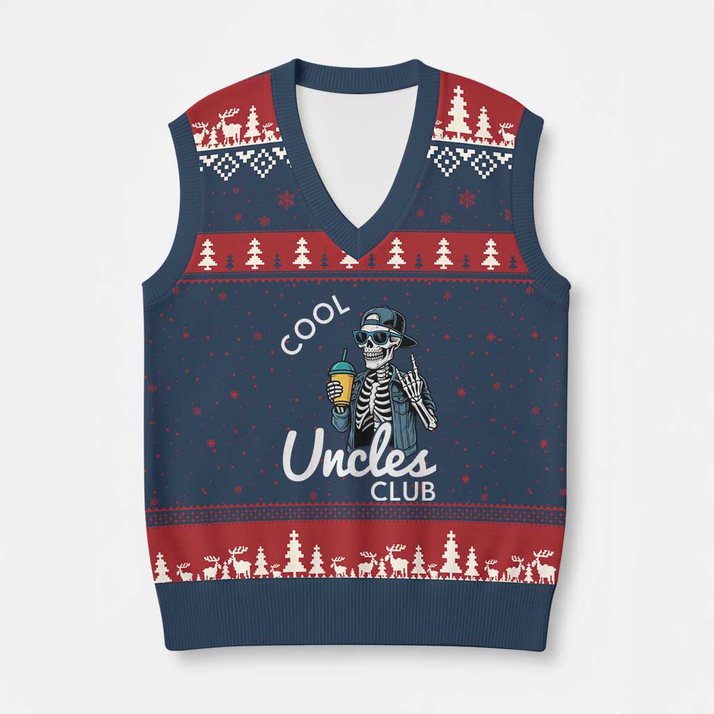 Cool Uncles Club V-Neck Knit Sweater Vest Funny Uncle Skeleton TS10 Navy Red Print Your Wear