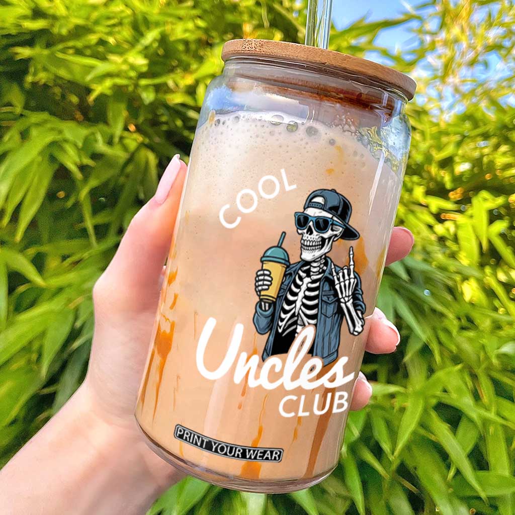 Cool Uncles Club Glass Can Funny Uncle Skeleton