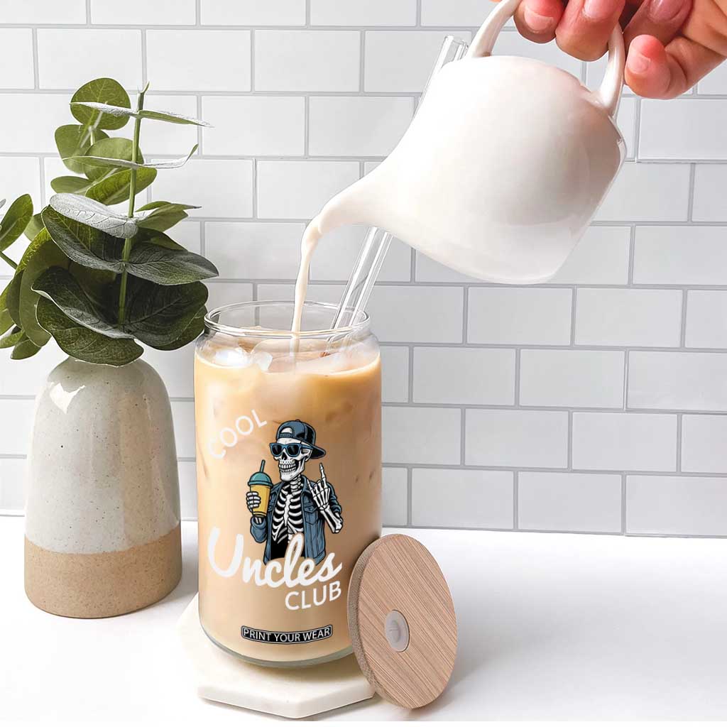 Cool Uncles Club Glass Can Funny Uncle Skeleton