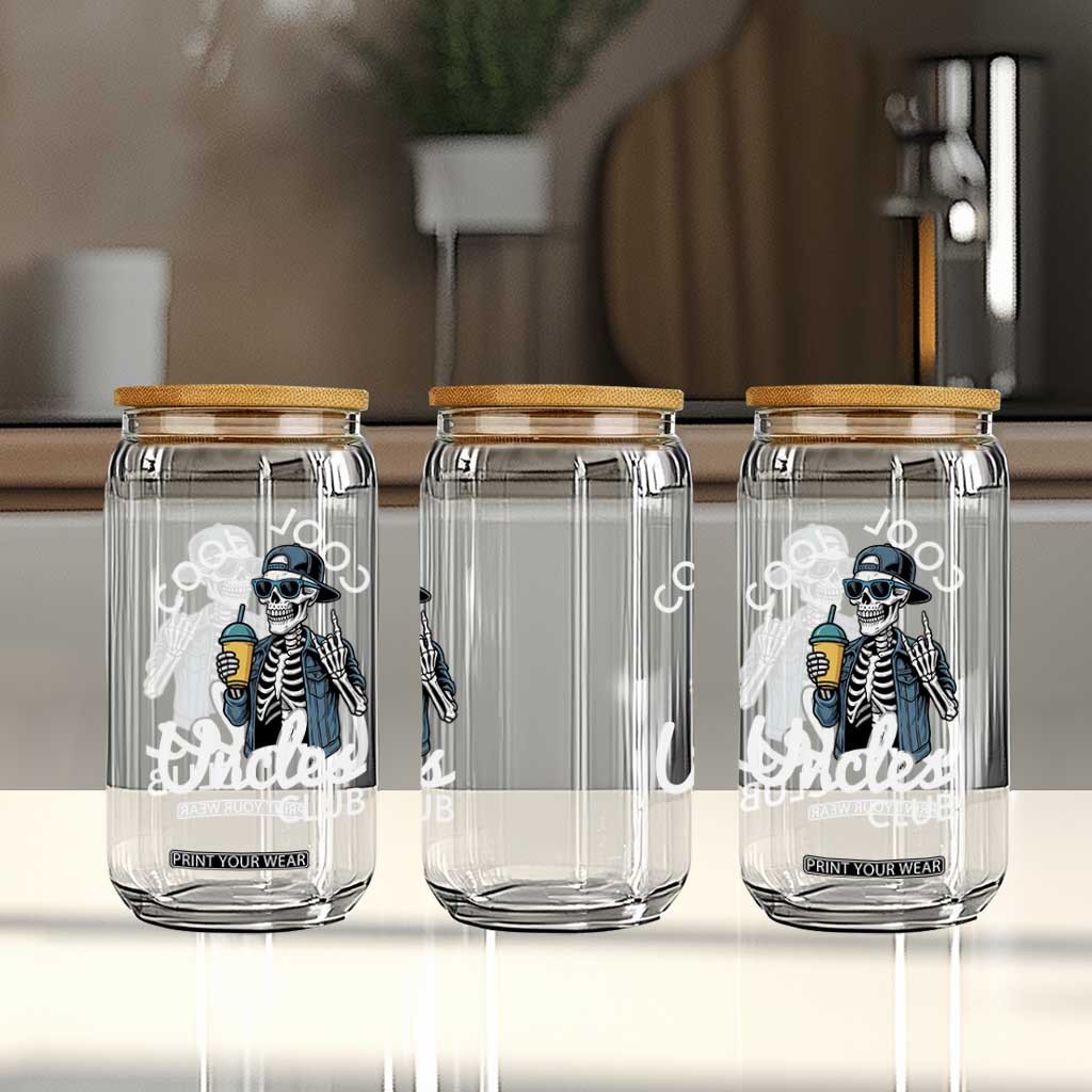 Cool Uncles Club Glass Can Funny Uncle Skeleton