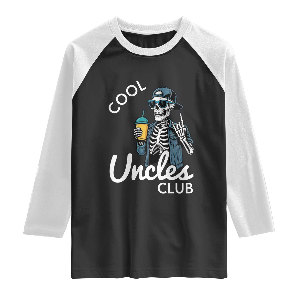 Cool Uncles Club Raglan Shirt Funny Uncle Skeleton