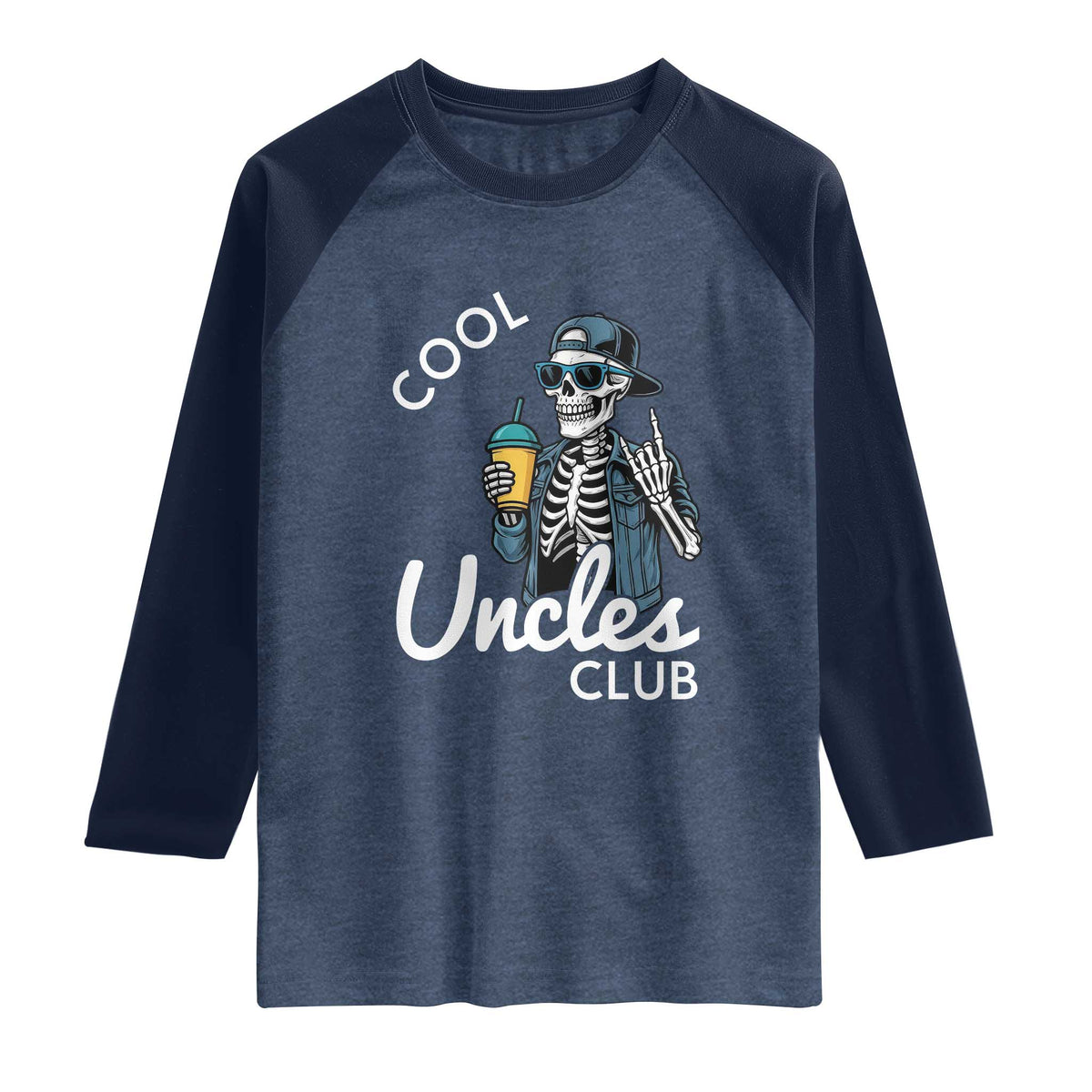 Cool Uncles Club Raglan Shirt Funny Uncle Skeleton