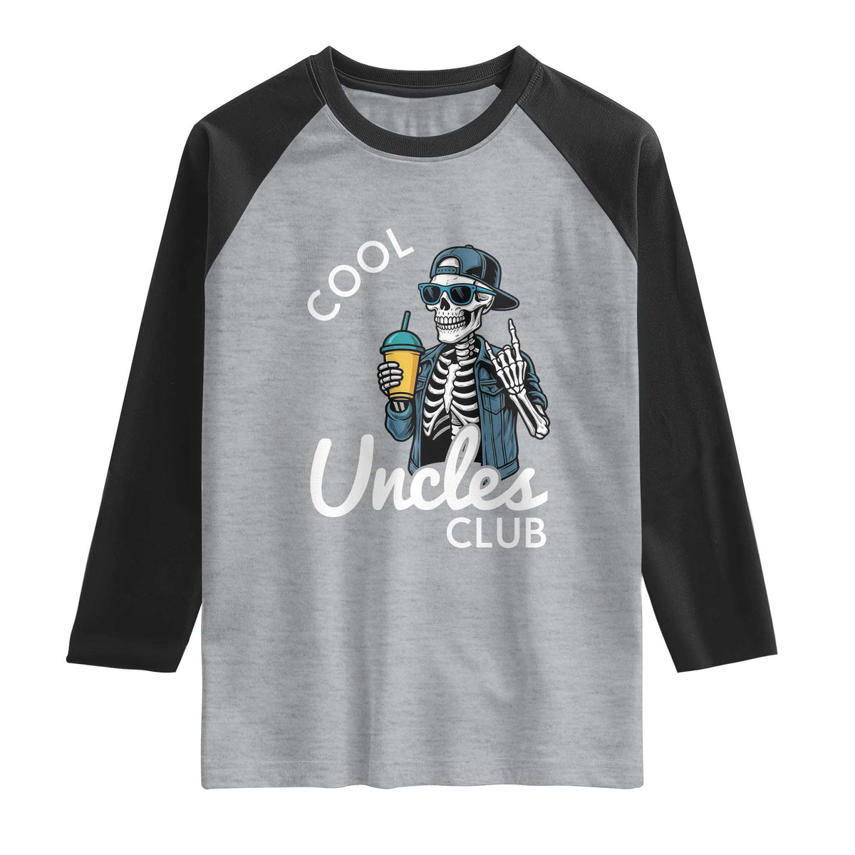 Cool Uncles Club Raglan Shirt Funny Uncle Skeleton