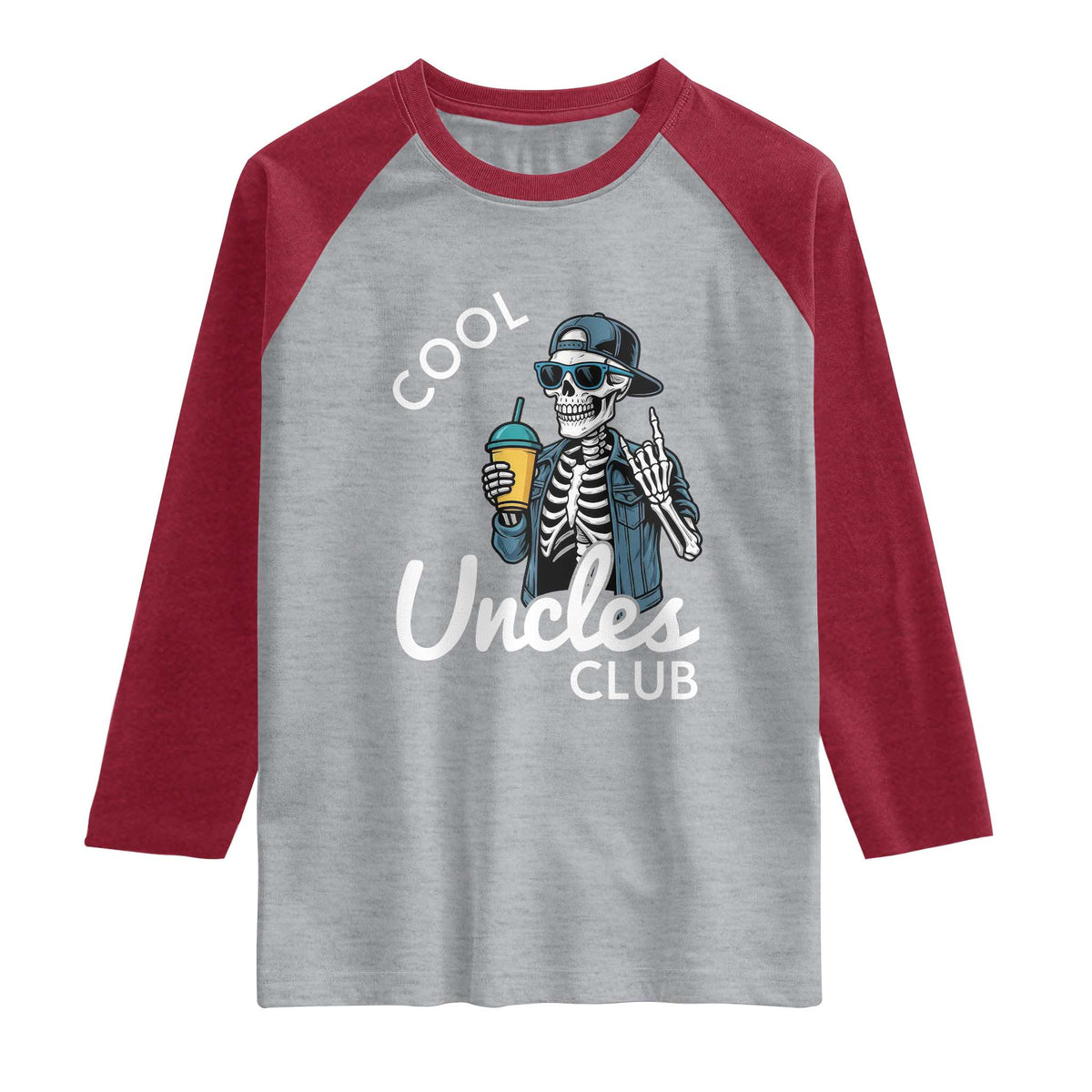 Cool Uncles Club Raglan Shirt Funny Uncle Skeleton