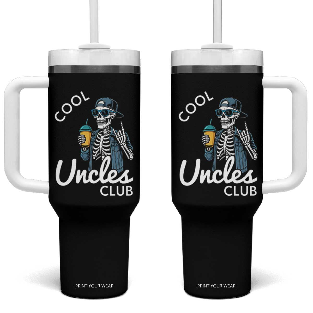 Cool Uncles Club Tumbler With Handle Funny Uncle Skeleton TS10 One Size: 40 oz Black Print Your Wear