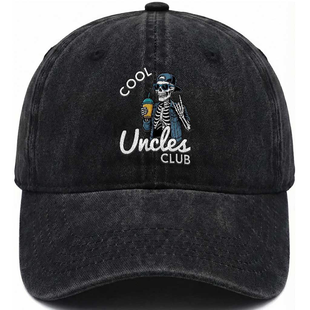 Cool Uncles Club Washed Cotton Baseball Cap Funny Uncle Skeleton